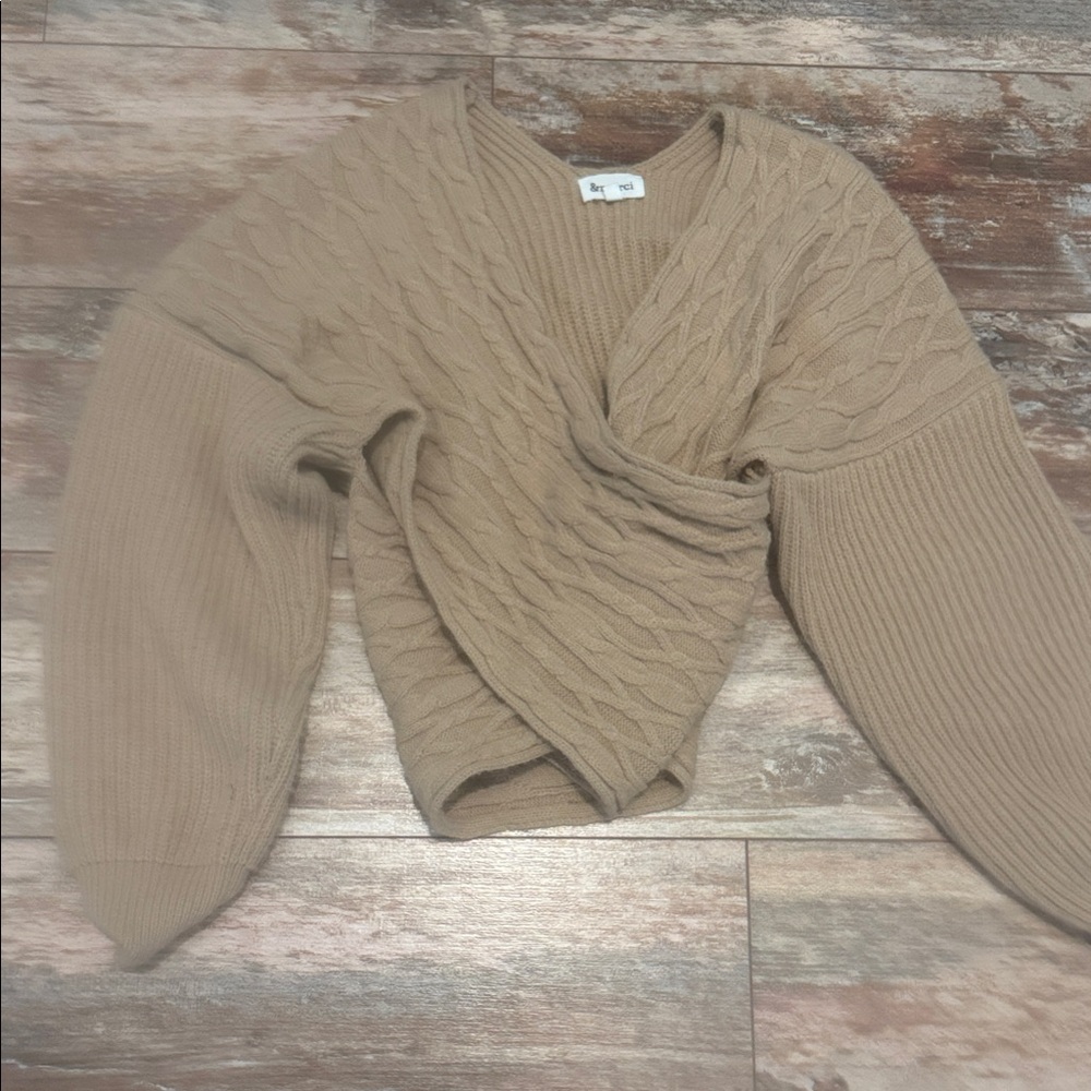 Elegant V-Neck Tan Sweater